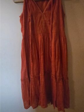 Cupio Rust V-Neck Tiered Maxi Dress